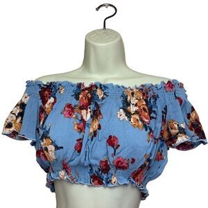 Chelsea & Violet Blue Floral Crop Top